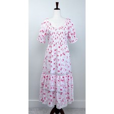 LoveShackFancy X Target LARGE Pink Floral Lace Smocked Tiered Midi Dress NWT