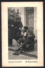 Cartolina Bruxelles, le joueur d'accordeon, musicista di strada con fisarmonica 