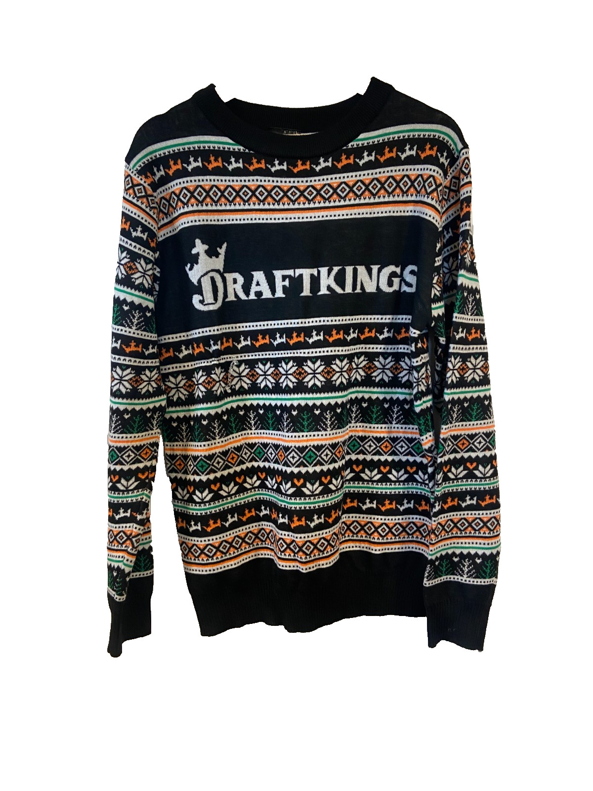 DraftKings Ugly Christmas Sweater Mens Large Knit Black Fair Isle Holiday