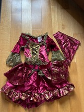 Burgundy  Gold Fancy Pirate Dress w Shawl  Head Scarf Costume for Child Size M