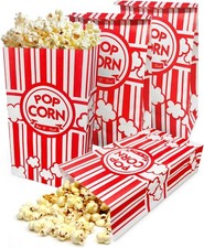 Flat Bottom Popcorn Bags, 2 oz Paper Popcorn Bags for Family Movie Night Base...