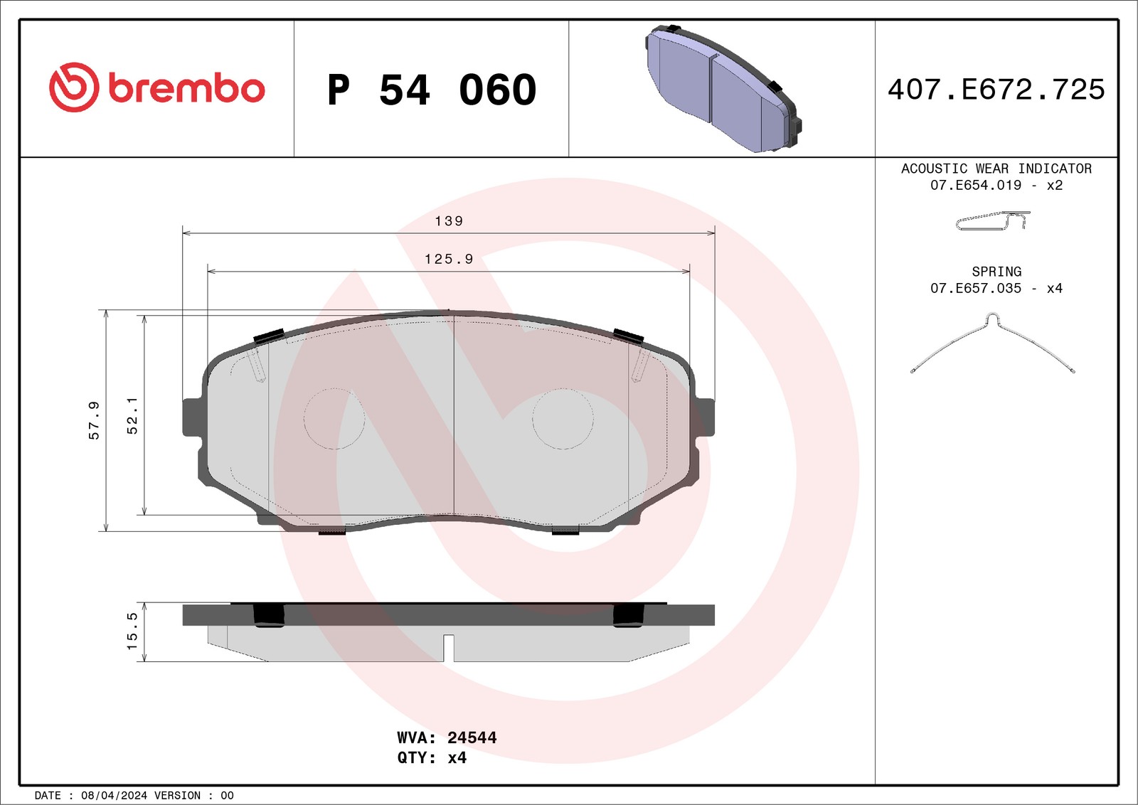 BREMBO Brake pad set MITSUBISHI P 54 060 4605B475 - Image 20