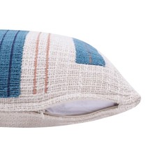 20" X 20" Teal And Ivory 100 Cotton Striped Zippered Pillow