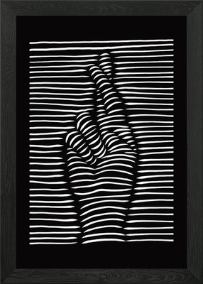 Gerahmtes Wandbild 3D Effekt gekreuzte Daumen Poster Leinwandbild Bild