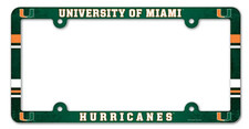 Ncaa Miami Hurricanes Plastic License Plate Frame