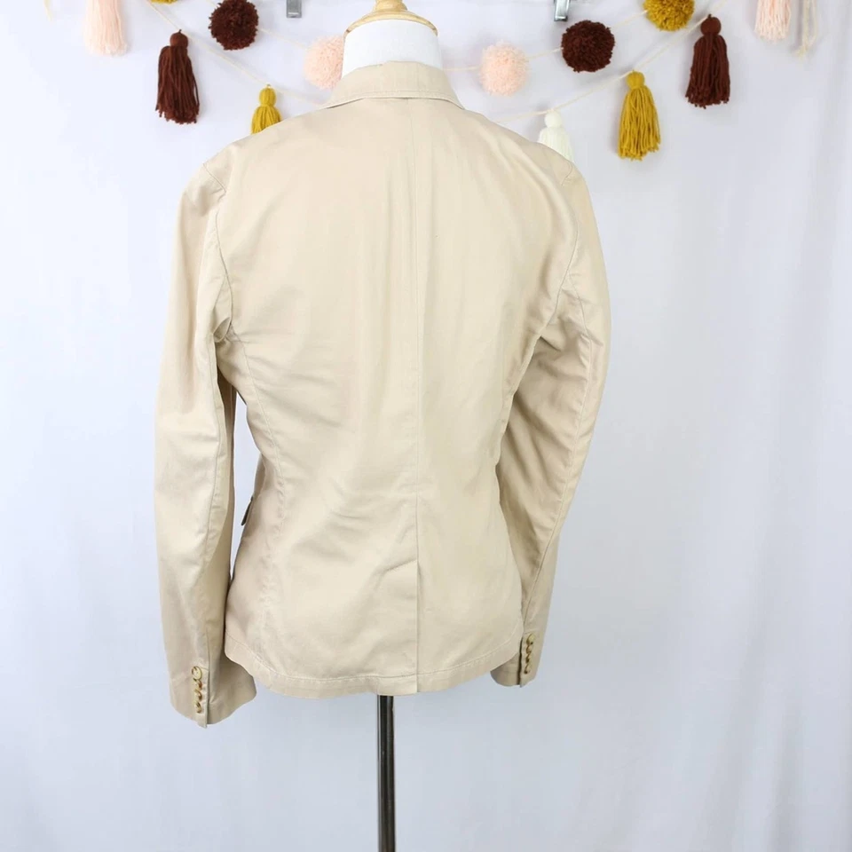 Chaqueta Blazer Lauren Ralph Lauren Premium Caqui Crema Botón Único Pequeña Para Mujer Foto 3 de 4