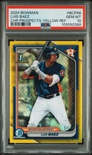 2024 BOWMAN CHROME PROSPECTS LUIS BAEZ | YELLOW REFRACTOR 51/75 BCP66 PSA 10