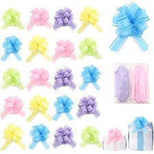 20 PCS Assorted Macaron Colors Pull Bows for Gift Wrapping Basket Decor