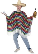 MULTICOLOUR MEXICAN PONCHO, ADULT