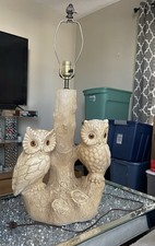 Vintage Mid Century Chalk Ware Owl Lamp