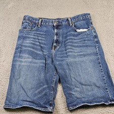 Levis Denim Shorts Mens 34 Medium Wash Distressed Jean 5 Pocket Summer Dad Jorts