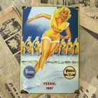 VINTAGE 1957 VEEDOL MOTOR OIL GAS STATION 8X12 INCHES PORCELAIN ENAMEL SIGN