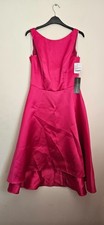 BNWT Alfred Sung Hot Pink Satin High Low Prom Dress Size 8