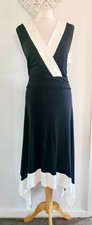 Bodyflirt Boutique Black White Stretchy Handkerchief Hem Midi Dress Size 20-22