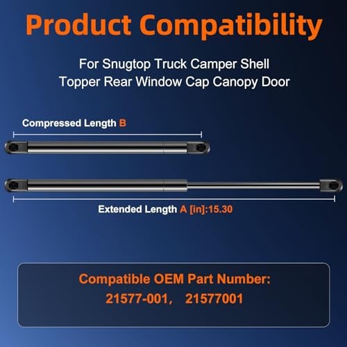 Qty (2) 15.3 in Gas Strut Shock Spring Lift Support for Leer A.R.E 21577-001 - Picture 3 of 7