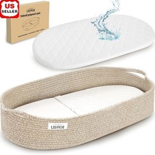 Baby Changing Basket Portable Wipe Clean Diaper Pad Organic Cotton Moses Basket