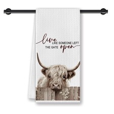 Highland Cow Cattle Kitchen Dish Towels,Cow Lovers Gifts for Women, Funny Far...
