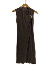 GUCCI Sleeveless Dress with Metal Buckle, Draped, Size S, Rayon, Gray, 249349 X6