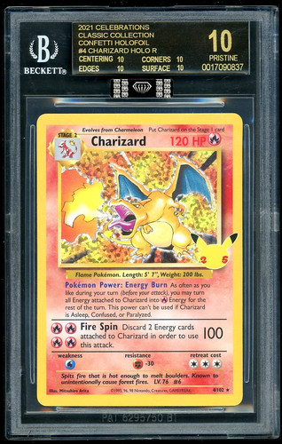Pokemon Charizard HOLO Celebration Class Coll BGS 10 Black Label/MBA Black POP 1