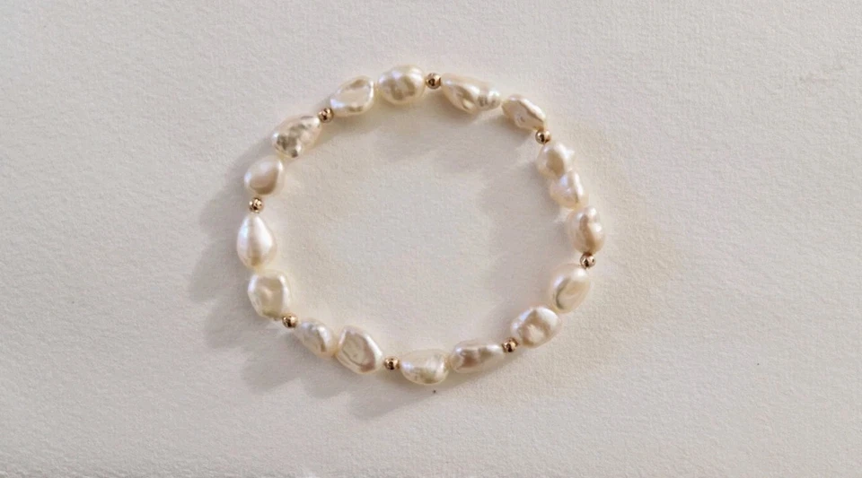 Keshi Perlen Armband Mit 18 KARAT ROSE GOLD KUGELN