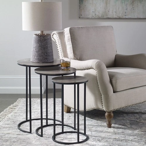 Erik - 23.7 inch Metal Nesting Tables (Set of 3) Accent Furniture Uttermost - Picture 3 of 9