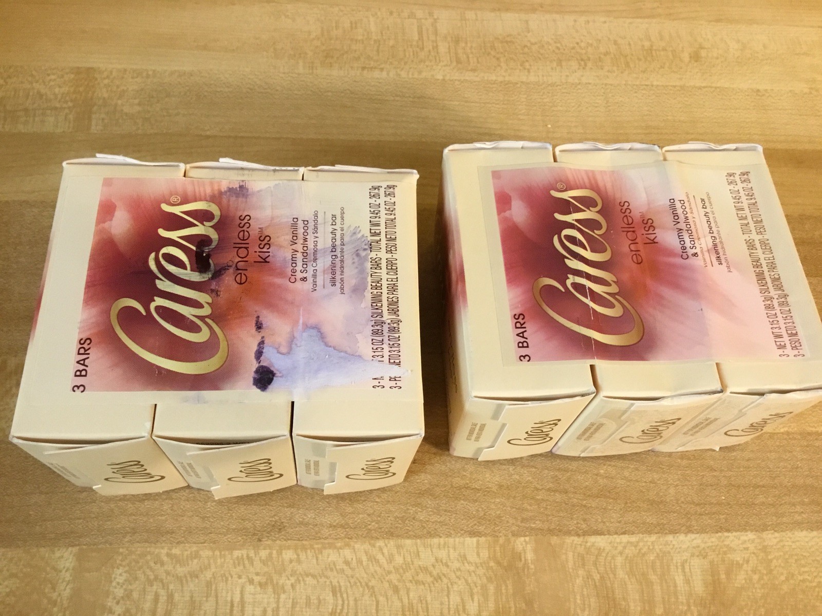 Lot of 6 Caress Beauty Bar Soap ENDLESS KISS Creamy Vanilla Sandalwood