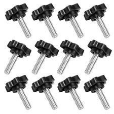 12Pcs 1/4"-20 X 3/4" Thumb Nuts Black Knurled Plastic Knob