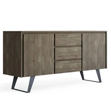 Simpli Home Lowry Solid Acacia Wood Sideboard Buffet in Gray