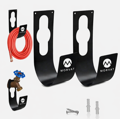 #ad 2 Pack Morvat 100FT Premium Heavy Duty Rust Resistant Metal Hose Hanger $14.99