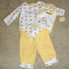 First Impressions Baby Boys Outfit Bodysuit Pants Bib Yellow Chicks 3-6 Months