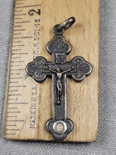 Vintage Medal Pendant St Francis Xavier Cabrini Relic Cross Christian Gift D23