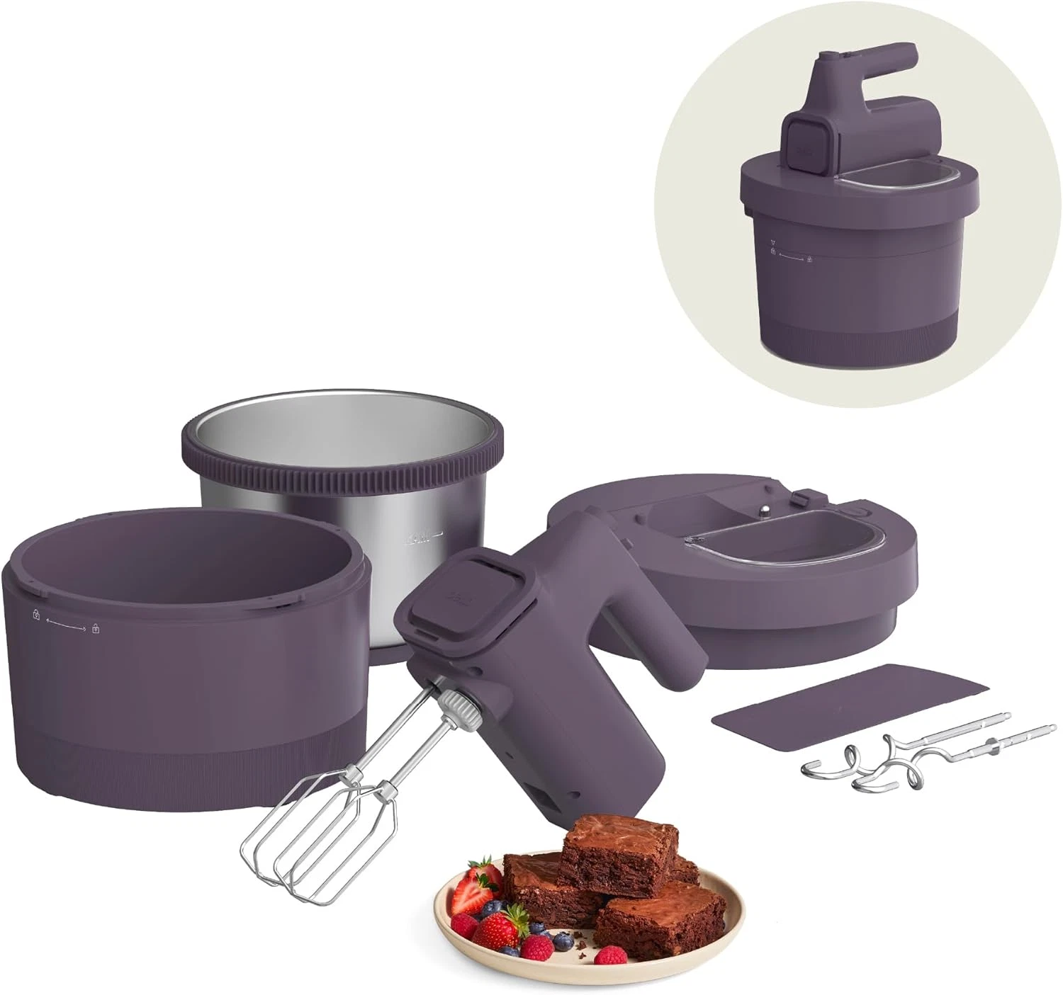 2-in-1 3.5 Qt Electric Hand & Stand Mixer with Attachments - 200W Plum
Opens in a new window or tab