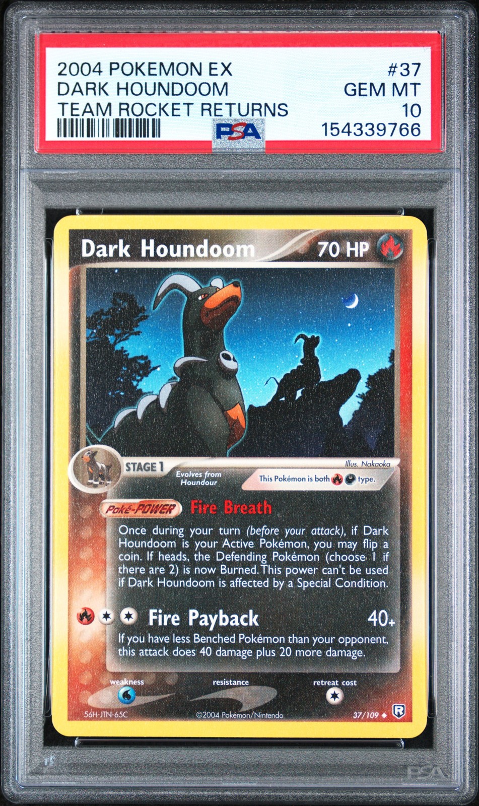 2004 POKEMON EX TEAM ROCKET RETURNS #37 DARK HOUNDOOM PSA 10