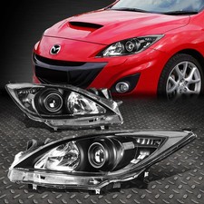 For 10-13 Mazda 3 Pair Black Housing Clear Corner Projector Headlight Head Lamp