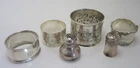 Lot Old Vintage Sterling Silver Napkin Rings and Shakers 90 Grams