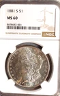 1881 S Morgan Dollar NGC MS60 UNCIRCULATED BETTER DATE SILVER $1 Coin BUY IT NOW