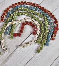 5 Strands Lot 12mm Porcelain Beads Flat Round Ceramic Jewelry Making Supplies