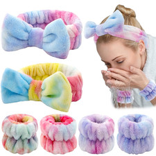 6PCS Spa Headband and Wristbands Set, Face Wash Headband Wrist Bands for Washing