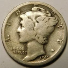 1919 S Mercury Dime 90% Silver G-VG  "Actual Coin Pictured - Not Cleaned"