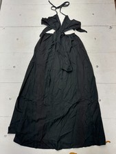 Shein Solid Black Neck Tie Open Body Dress Womens Size Medium NEW