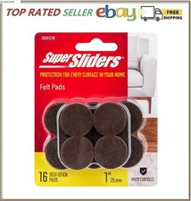Super Sliders 1" Round Self Stick Felt Furniture Pads for Hardwood Brown,