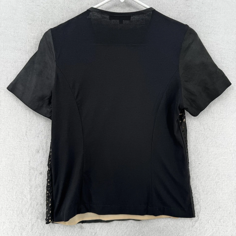 Camisa RED Saks Fifth Avenue para mujer mediana de cuero negra recortada manga corta Foto 2 de 4