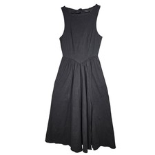 ASTR The Label Black Midi Dress S Bow Back Cutout Sleeveless Pleated Slit