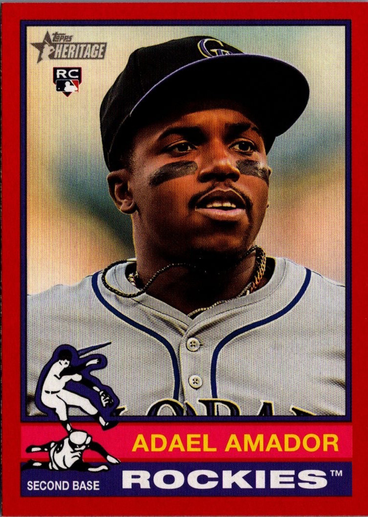 2025 Topps Heritage Red Border #61 Adael Amador RC Colorado Rockies