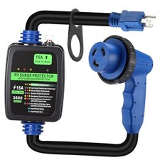 2ft 3600J Surge Protector 15 Amp to 30 Amp RV Adapter Cord 5-15P to L5-30R