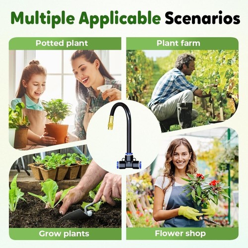 Sistema de riego automático de jardín curvado 360°, boquilla ajustable pulverizador de cobre - Imagen 4 de 22
