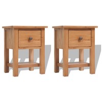 Nachttische 2 Stk. 36X30X47 Cm Massivholz Eiche