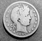 U.S. Barber Quarter, 25c, 1897, Eagle Wings Spread