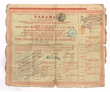 Titre provisoire au porteur négociable Panama 1888  - Action Panama