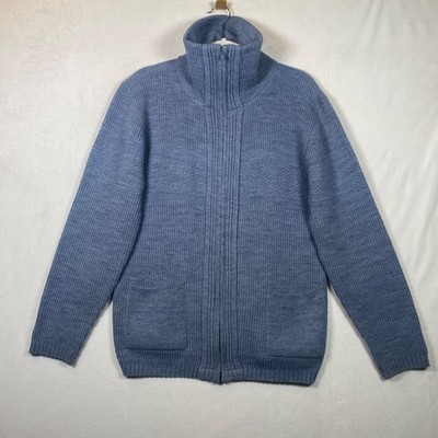 Vintage Clipper Mist Full Zip Cardigan Sweater Blue 100% Acrylic USA Made